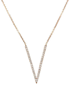 0.45Ct Stunning 14K Solid Rose Gold Diamond "V" Necklace
