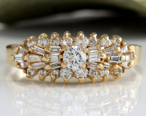 Splendid 1.00 Carat Natural Diamond 14K Solid Yellow Gold Ring