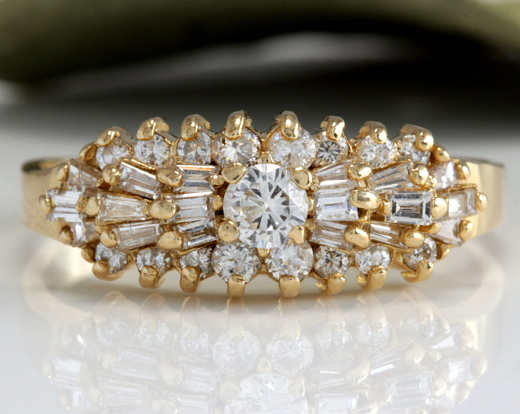 Splendid 1.00 Carat Natural Diamond 14K Solid Yellow Gold Ring